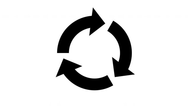 Loop animation of Cycle diagram icon made of 3 arrows on white background