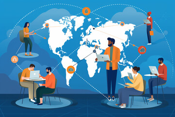 person collaborating with international colleagues, emphasizing the global connectivity of remote work