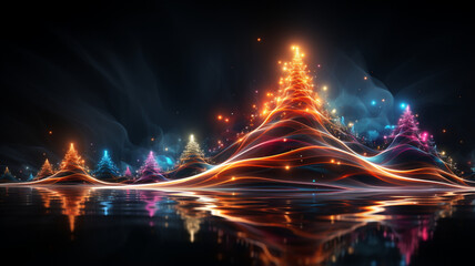 Obraz premium Christmas tree lights, Abstract Colorful New Year Wallpapaer Background