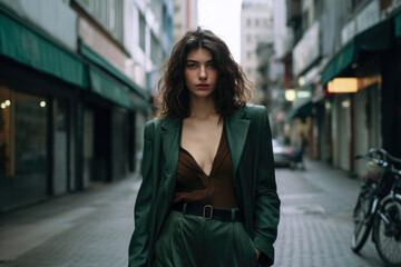 Obraz premium Young confident woman posing on a street