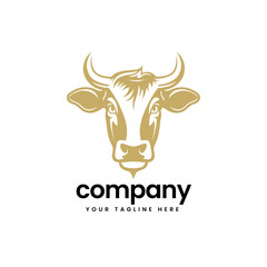 luxury head of buffalo cow cart bull cattle dairy farm pet mascot emblem sports logo illustration icon flat t shirt design