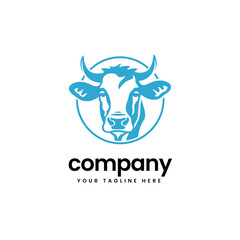 blue buffalo cow cart bull cattle dairy farm pet mascot emblem sports logo illustration icon flat t shirt design