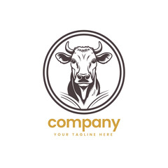 head of buffalo cow cart bull cattle dairy farm pet mascot emblem sports logo illustration icon flat t shirt design