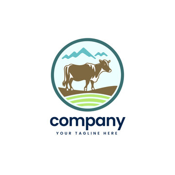 emblem buffalo cow cart bull cattle dairy farm pet mascot emblem sports logo illustration icon flat t shirt design
