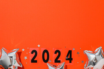The concept of celebrating the New Year 2024, the inscription on a light background