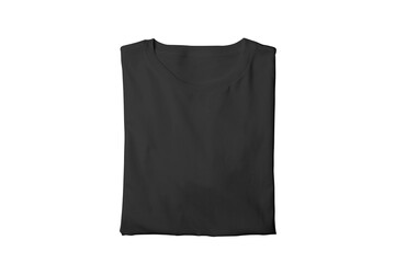 Blank isolated black folded crew neck t-shirt template