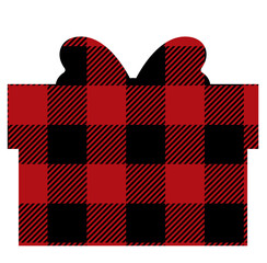 Red Christmas present gift buffalo plaid print pattern elements 