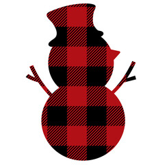 Red Christmas snowman buffalo plaid print pattern elements 