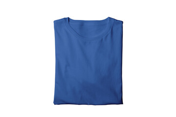 Blank isolated blue folded crew neck t-shirt template