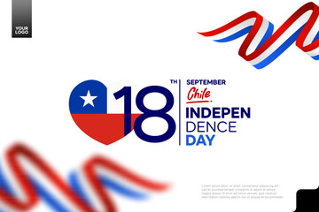 Obraz premium Chile independence day logotype september 18th with love flag icon