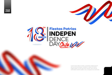 Obraz premium Chile independence day logotype september 18th with flag background