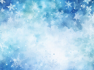 Watercolor background with snowflakes - 647574413