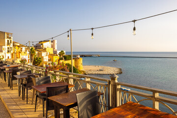 Castellammare del Golfo on Sicily, town at coast in the morning light, Italy, Europe.