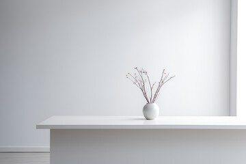 Modern White Shelf with Winter Twigs