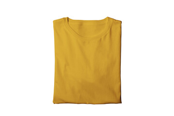 Blank isolated mustard folded crew neck t-shirt template