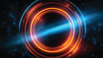 Digital colorful light trails, lens flare neon light isolated on black background for motion graphic or overlay digital business background