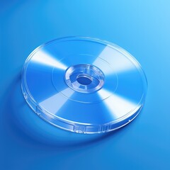 Blue CD on a blue background. Compact disc. Generative AI.