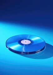 Blue CD on a blue background. Compact disc. Generative AI.