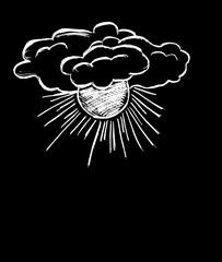 Image of the sun peeking out from behind the clouds