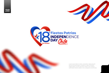 Chile independence day logotype september 18th with love flag icon