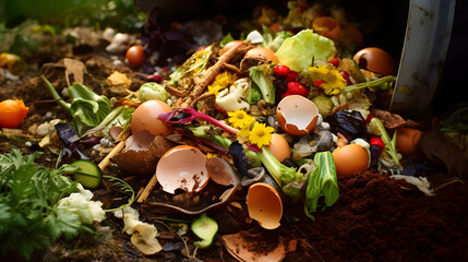Compost pile food waste