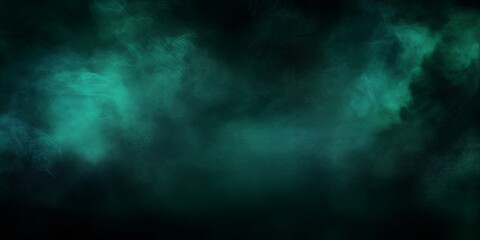 horror green blue clouds, dark grunge smoke texture, black haunted background, thriller mystery poster, Generative AI - obrazy, fototapety, plakaty