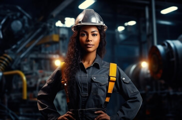 A black female engineer. Concept of men's work for women. Made with AI gereration