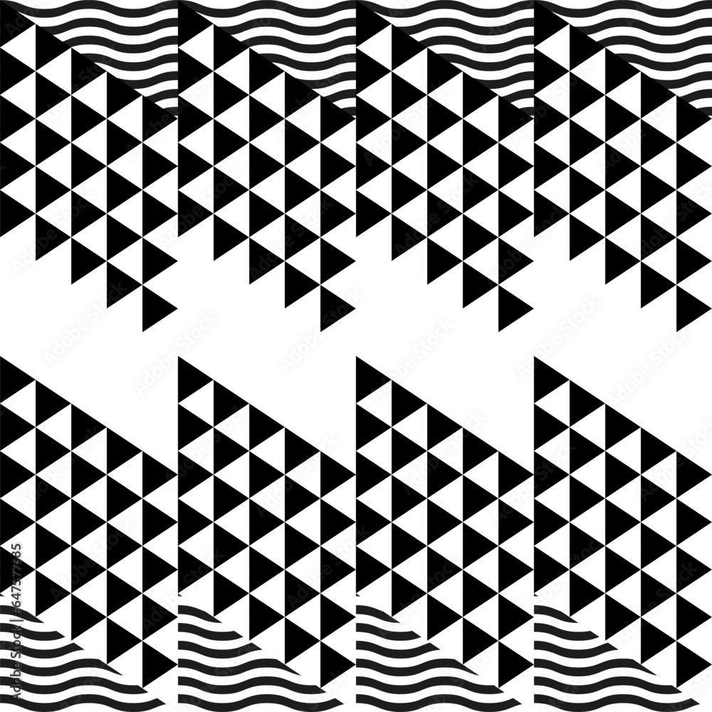 Leinwandbilder Modern abstract geometric contemporary vector seamless diagonal pattern with simple elements and shapes. Graphic black and white minimalist background.