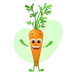 Fun carrot in cartoon style