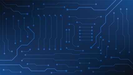 Hi tech digital circuit board. AI pad and electrical lines connected on blue lighting background. futuristic technology design element concept