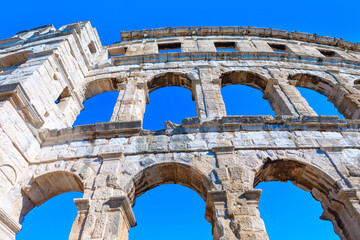 Obraz premium Colosseum in Pula, Croatia. Ancient Roman amphitheater in the city of Pula