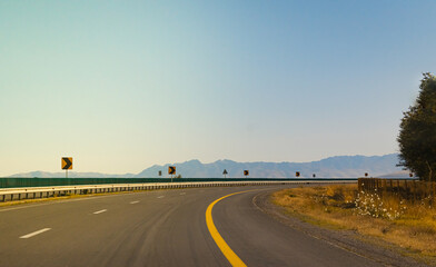 road in the morning, road with Mountain, Kazakhstan road and nature