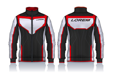 Jacket Design. Sportswear. Track front and back view	