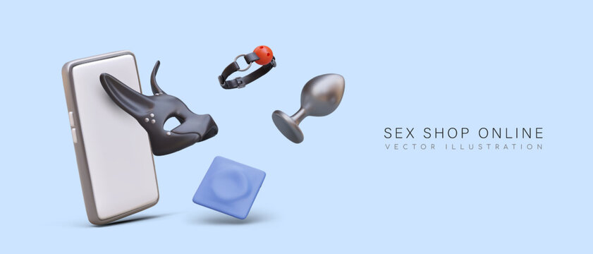 Sex shop online. Secure anonymous shopping. 3D smartphone, butt plug, condom, black mask, breathable gag. Digital catalog, remote payment. Advertising of phone application