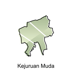 Map of Kejuruan Muda City modern outline, High detailed vector illustration Design Template, suitable for your company