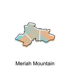Map City of Meriah Mountain, World Map International vector template with outline graphic sketch style on white background