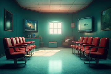 Corridor of waiting seats in the hospital