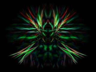 exploding radial green plasma in space on a black background