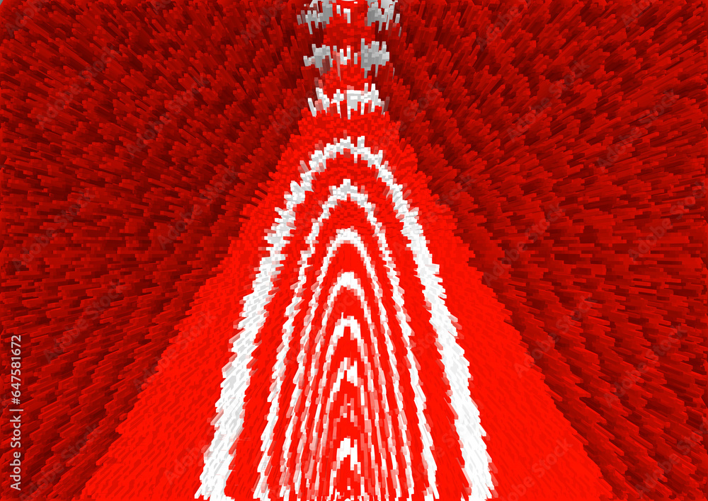Aufkleber exploding concentric red and white geometric design