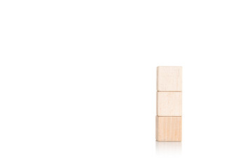 wooden cubes on isolate white background