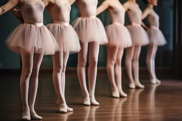 Printed kitchen splashbacks Dance School legs of young dancers ballerinas in class classical dance, ballet