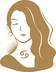 Zodiac Cancer girl character icon