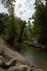 river with watercourse in the valley of mountainous area