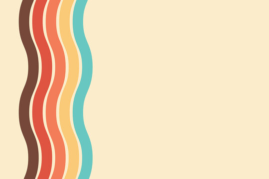 Retro groovy background. Abstract colourful and textured wavy shapes design.