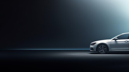 Car on minimalistic futuristic background for design banner, ads, covers, and invitation. Copy space. Generative AI