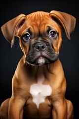 Cute boxer dog puppy portrait
