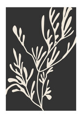 Minimalist poster with abstract art leaf composition