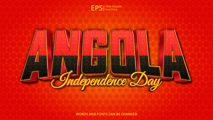 angola editable text effect with angola flag pattern concept design vector illustration suitable for poster design on holiday, feast day or national independence day on angola