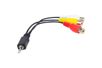 Adapter Value Jack to 3 RCA M/F, audio cable isolated from background