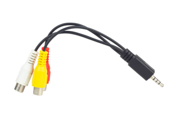 Adapter Value Jack to 3 RCA M/F, audio cable isolated from background